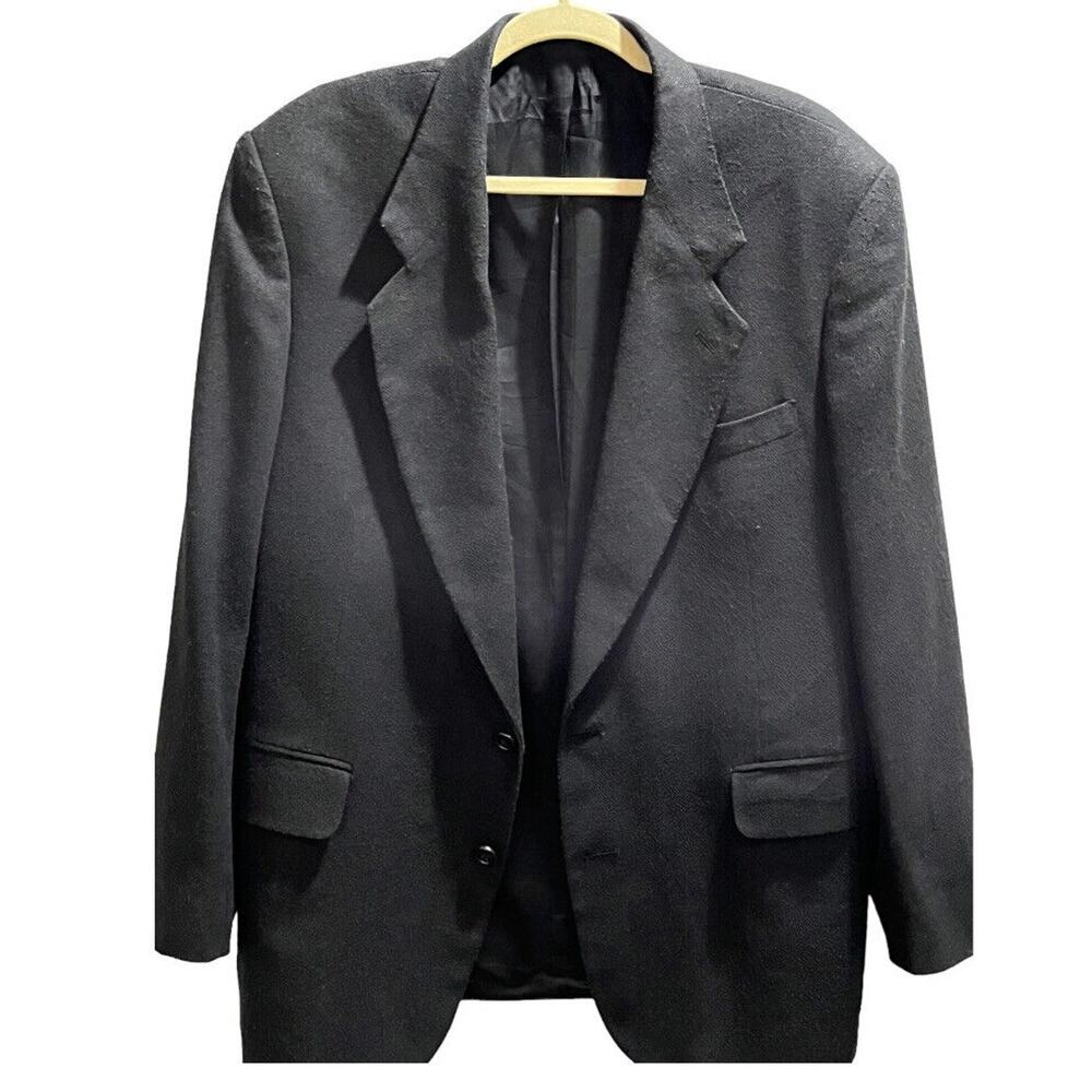 Oscar De La Renta Sports Coat Men 42R Black Blazer Single Breasted Jacket